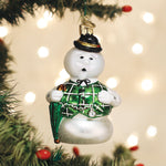 Old World Christmas Sam The Snowman Ornament - hand-blown glass Christmas tree ornament
