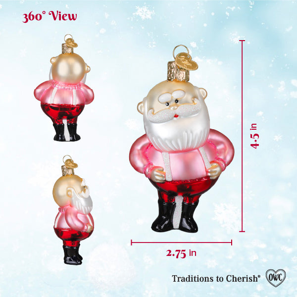 Old World Christmas Santa In Suspenders Ornament - hand-blown glass Christmas tree ornament (view 5)