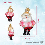 Old World Christmas Santa In Suspenders Ornament - hand-blown glass Christmas tree ornament (view 5)