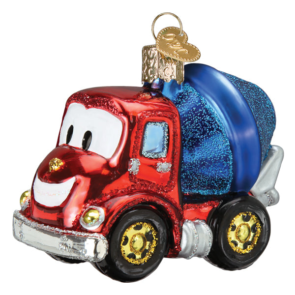 Old World Christmas Cheerful Cement Truck Ornament - hand-blown glass Christmas tree ornament (view 3)