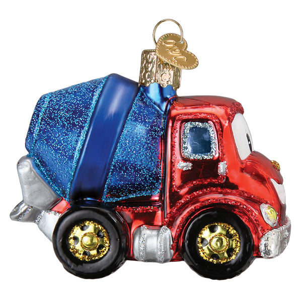 Old World Christmas Cheerful Cement Truck Ornament - hand-blown glass Christmas tree ornament (view 4)