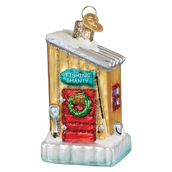 Old World Christmas Ice Fishing Shanty Ornament - hand-blown glass Christmas tree ornament (view 2)