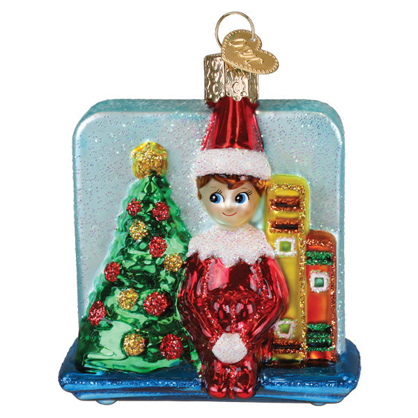 Old World Christmas Scout Elf Storytime Ornament - hand-blown glass Christmas tree ornament (view 2)