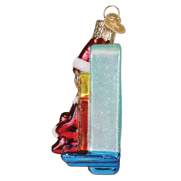 Old World Christmas Scout Elf Storytime Ornament - hand-blown glass Christmas tree ornament (view 3)