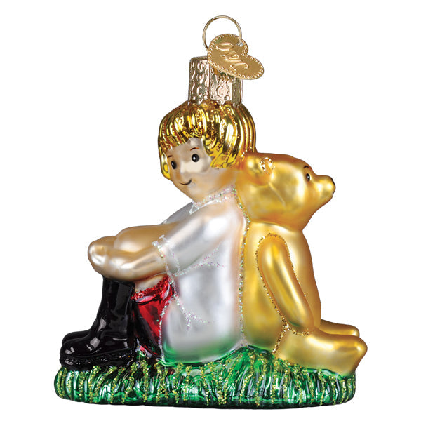 Old World Christmas Winnie And Christopher Robin Ornament - hand-blown glass Christmas tree ornament (view 2)