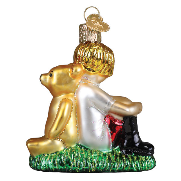 Old World Christmas Winnie And Christopher Robin Ornament - hand-blown glass Christmas tree ornament (view 3)