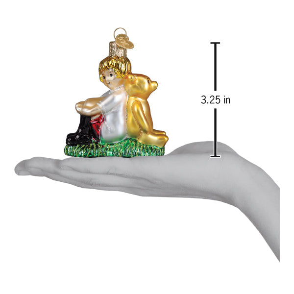 Old World Christmas Winnie And Christopher Robin Ornament - hand-blown glass Christmas tree ornament (view 5)
