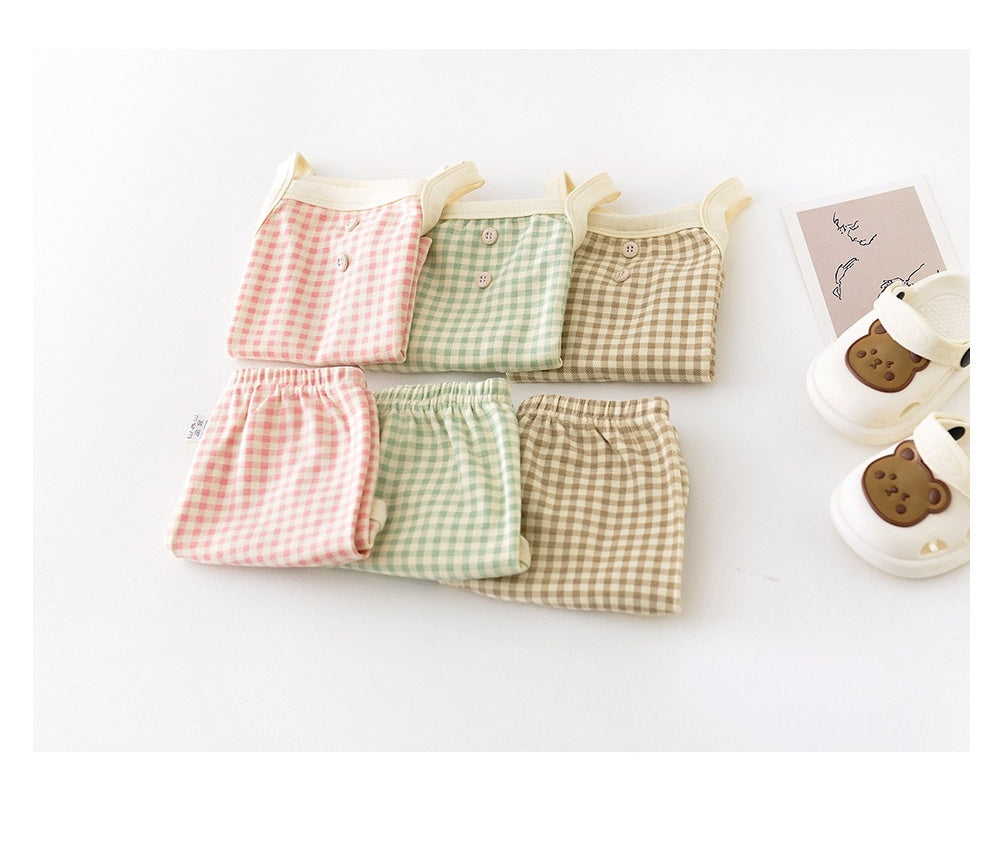 Baby Suit Summer Pajamas New Korean Style Infant Thin Suspenders Vest Shorts Boys 'and Girls' Home Wear - Cindi Book