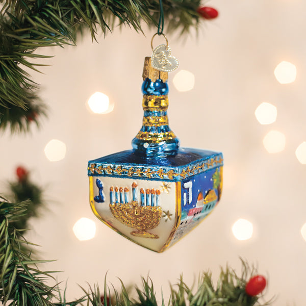 Old World Christmas Hanukkah Dreidel Ornament - hand-blown glass Christmas tree ornament