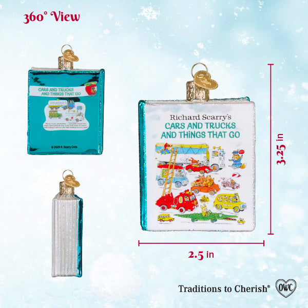 Old World Christmas Cars & Trucks & Things That Go Book Ornament - hand-blown glass Christmas tree ornament (view 5)
