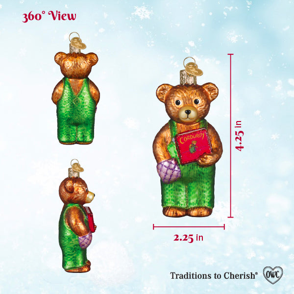Old World Christmas Corduroy Holding Book Ornament - hand-blown glass Christmas tree ornament (view 5)