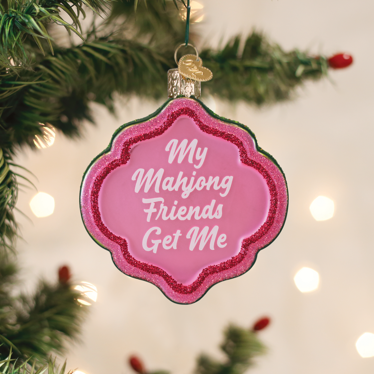 Old World Christmas My Mahjong Friends Ornament - hand-blown glass Christmas tree ornament