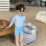 Three-color Striped Long Sleeve Sun Protection Quick-drying Summer Swimsuit - Cindi Book
