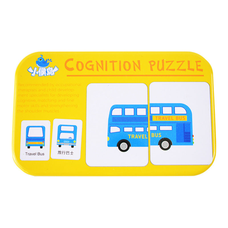 Children's Cognitive Card Iron Box Jigsaw Puzzle Matching Fruit Learning Card - Cindi Book