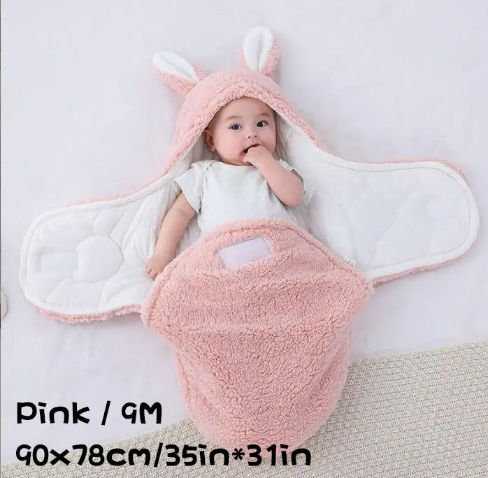 Super Soft Baby Sleeping Bag Fluffy Fleece Newborn Blanket Swaddle Blankets, Unisex Baby Wrap For Newborn Baby Boys Girls With Head-Protecting & Head-Supporting Function, Wearable Swaddle Sleep Sack - Cindi Book