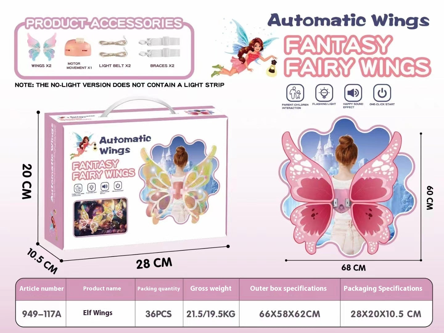 Light-emitting Children's Electric Butterfly Wings Back Decoration Angel Little Fairy Toy - Cindi Book