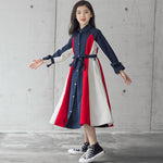 Korean Version Of The Big Kids Girls Multi-color Stitching Fashion A-line Skirt - Cindi Book