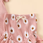 Flounced Sleeve Romper Fake Drawstring Shorts Two-piece Set - Cindi Book