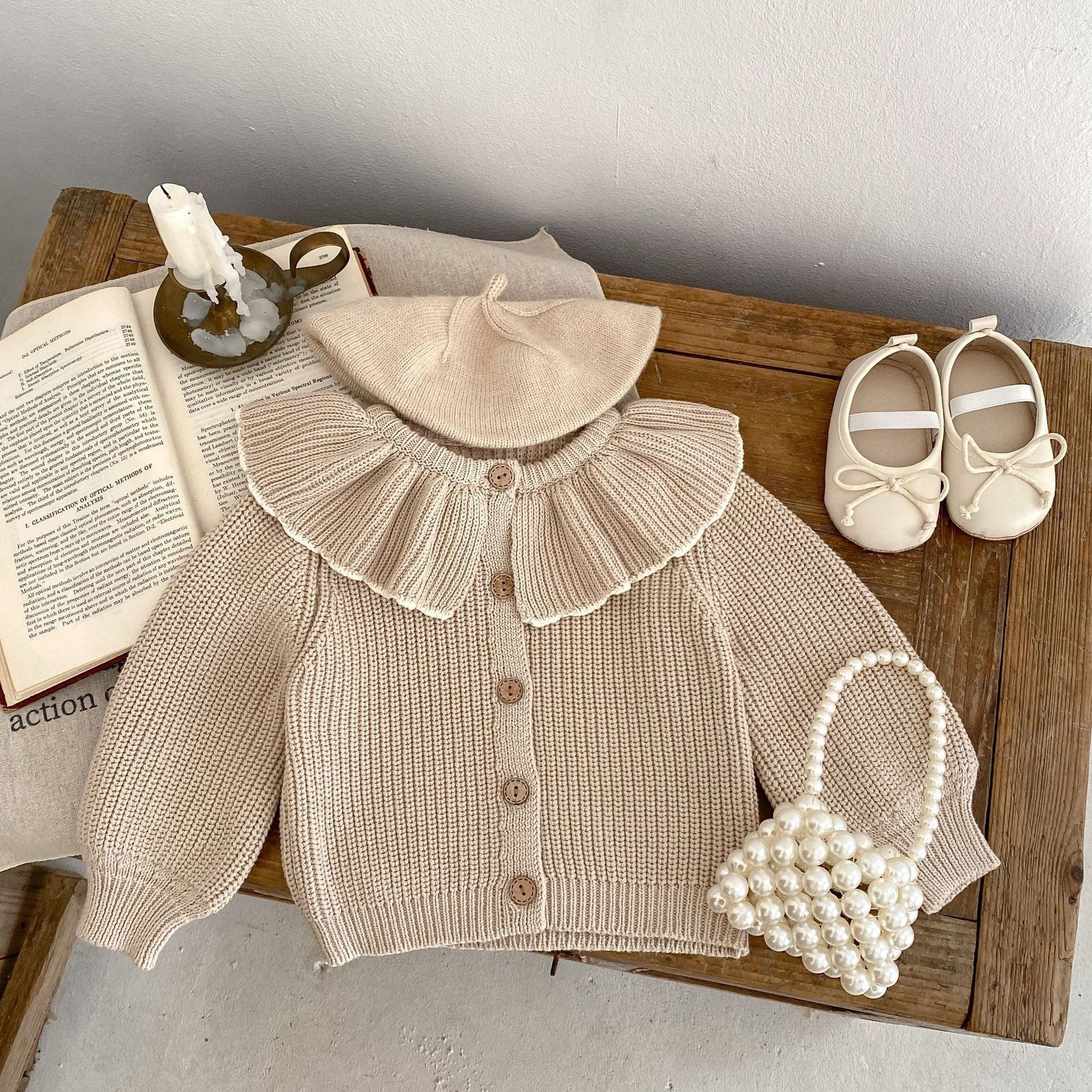 Baby Girl Ruffled Bow Tie Knitted Coat Small Cardigan Sweater - Cindi Book