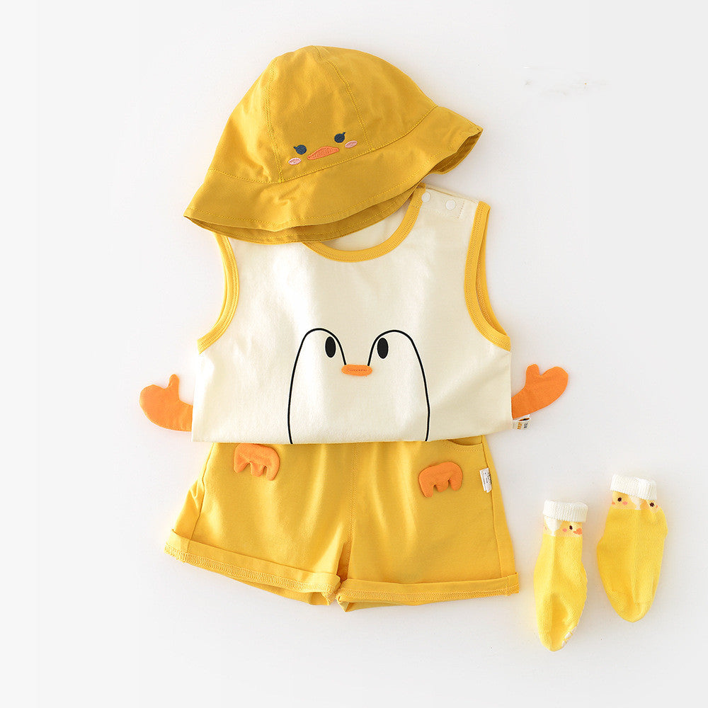 Big White Goose Vest Set Infant And Toddler Cartoon Shorts - Cindi Book