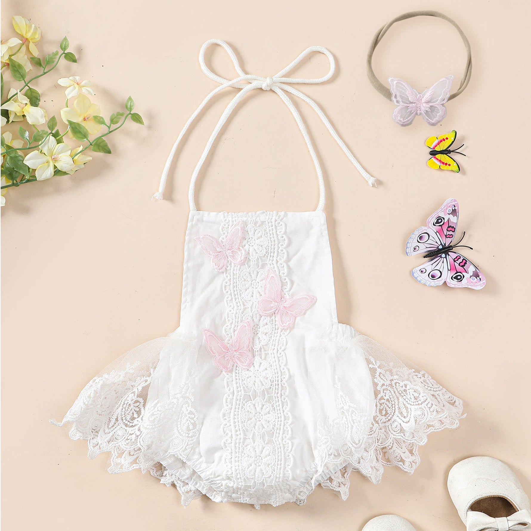 Girls' Butterfly Lace Yarn Princess Dress Headdress - Cindi Book