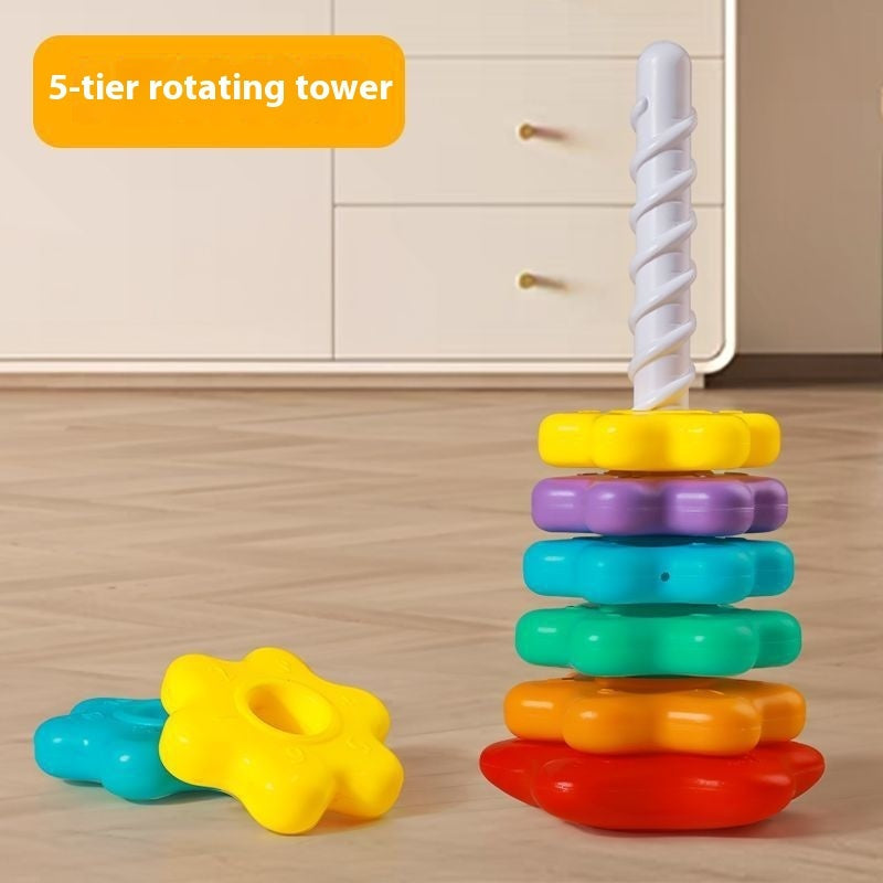 Rainbow Rotary Table Jenga Toy - Cindi Book