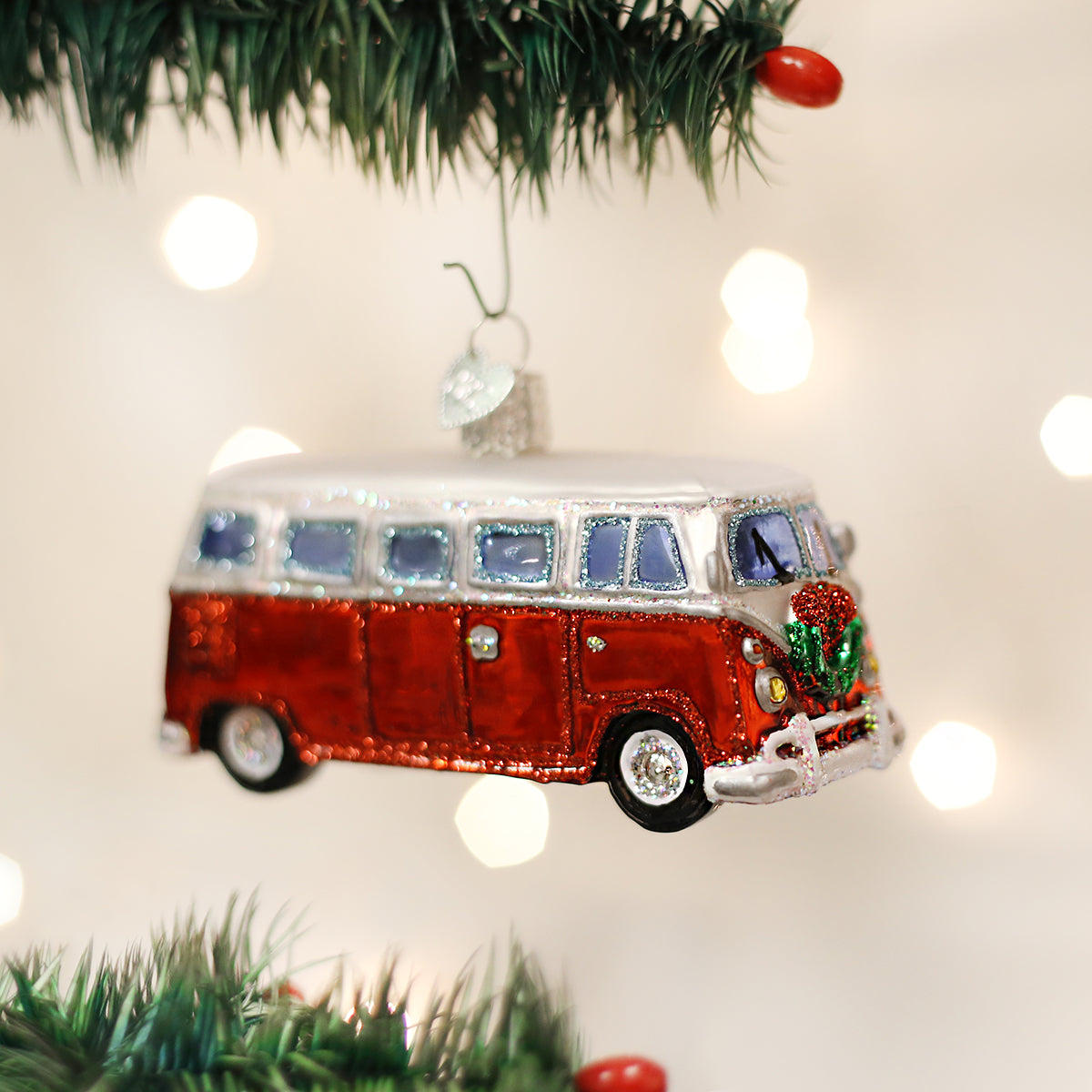 Old World Christmas Camper Van Ornament - hand-blown glass Christmas tree ornament