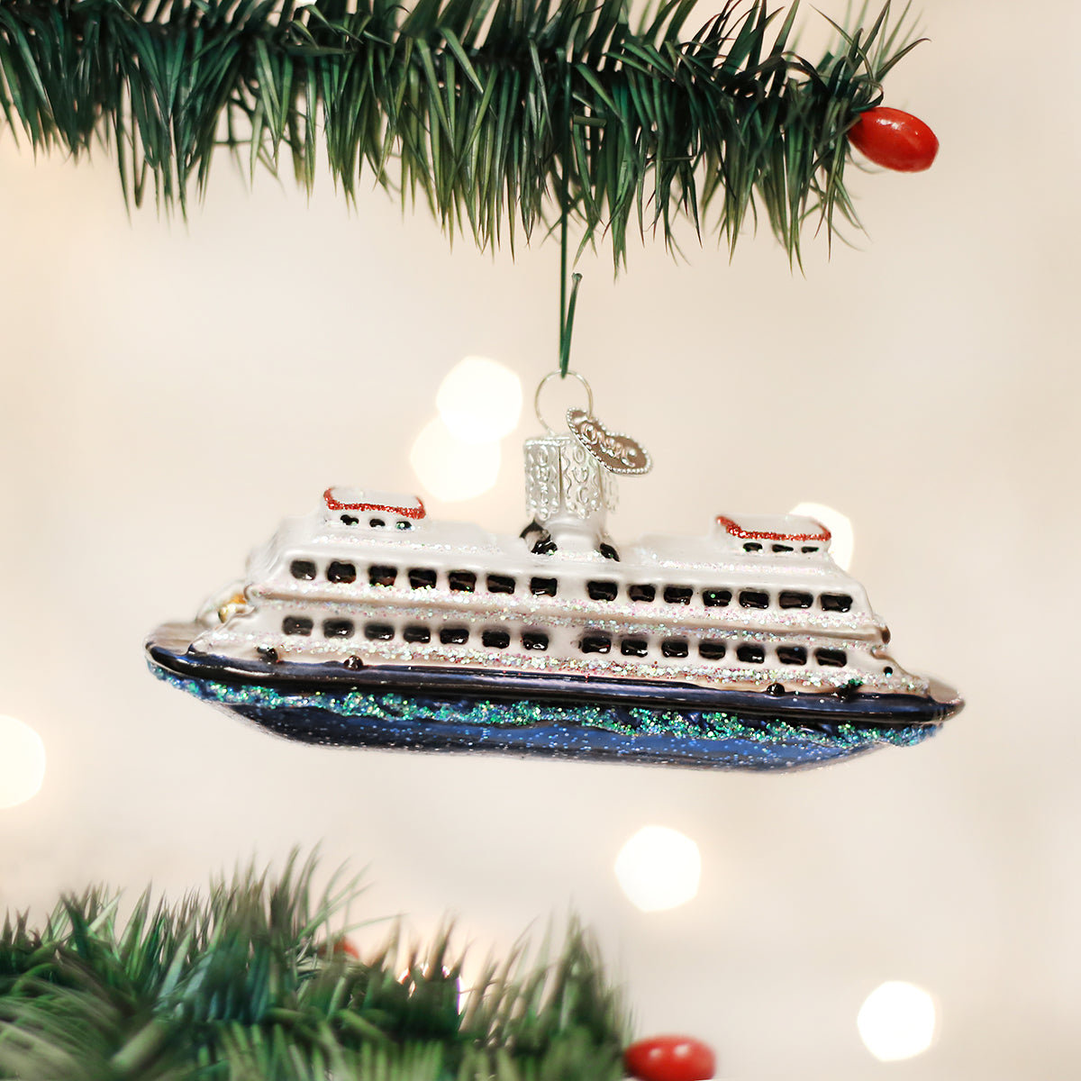 Old World Christmas Ferry Ornament - hand-blown glass Christmas tree ornament