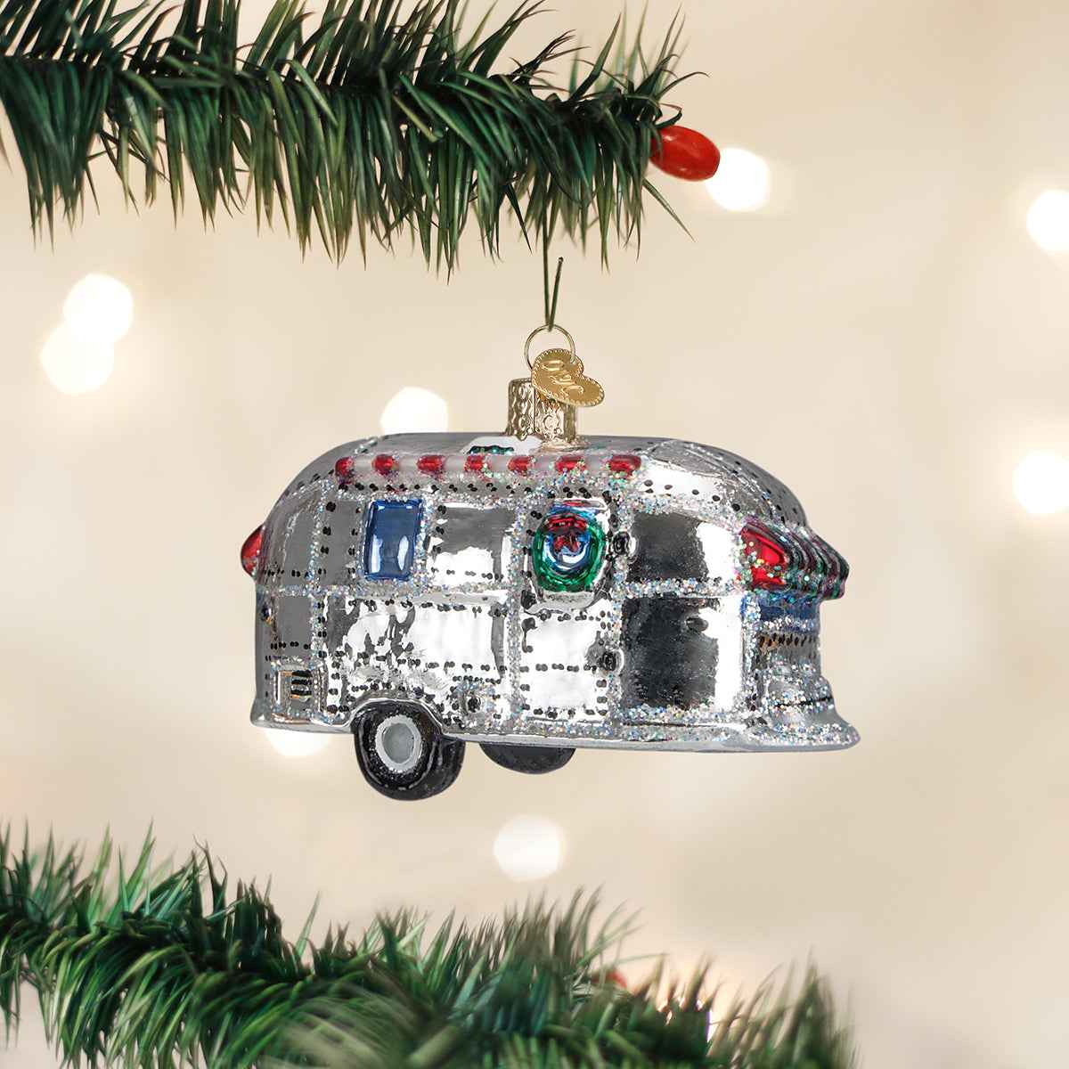Old World Christmas Vintage Trailer Ornament - hand-blown glass Christmas tree ornament