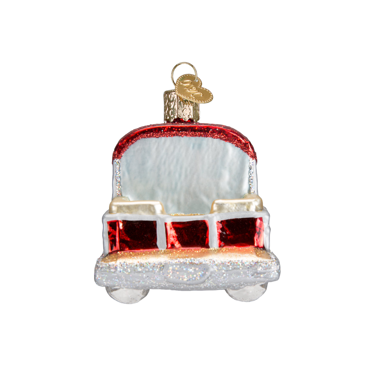 Old World Christmas Pontoon Boat Ornament - hand-blown glass Christmas tree ornament (view 5)