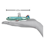 Old World Christmas Passenger Plane Ornament - hand-blown glass Christmas tree ornament (view 6)