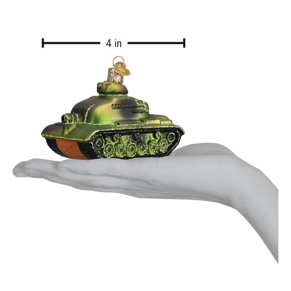 Old World Christmas Military Tank Ornament - hand-blown glass Christmas tree ornament (view 6)