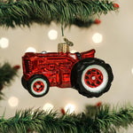 Old World Christmas Old Farm Tractor Ornament - hand-blown glass Christmas tree ornament