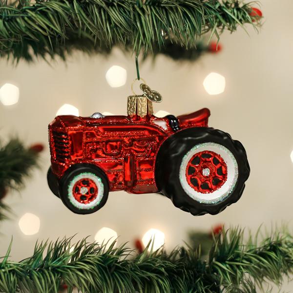 Old World Christmas Old Farm Tractor Ornament - hand-blown glass Christmas tree ornament