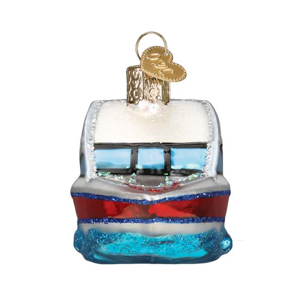 Old World Christmas Ski Boat Ornament - hand-blown glass Christmas tree ornament (view 5)