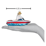 Old World Christmas Ski Boat Ornament - hand-blown glass Christmas tree ornament (view 6)