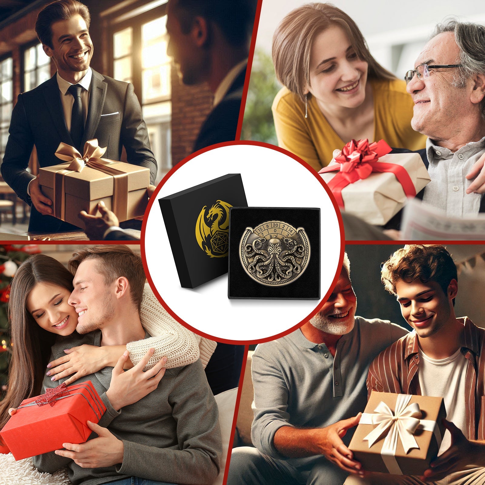 Vintage Kesulu Style, Super Refined Metal Octopus Dice Turntable Gift Box, Immersive Board Game Experience, D20 Random Surprise, Necessary Props For D&D Team - Cindi Book