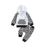 Casual Boys' Plaid Patchwork Hoodie Trousers Suit - Cindi Book