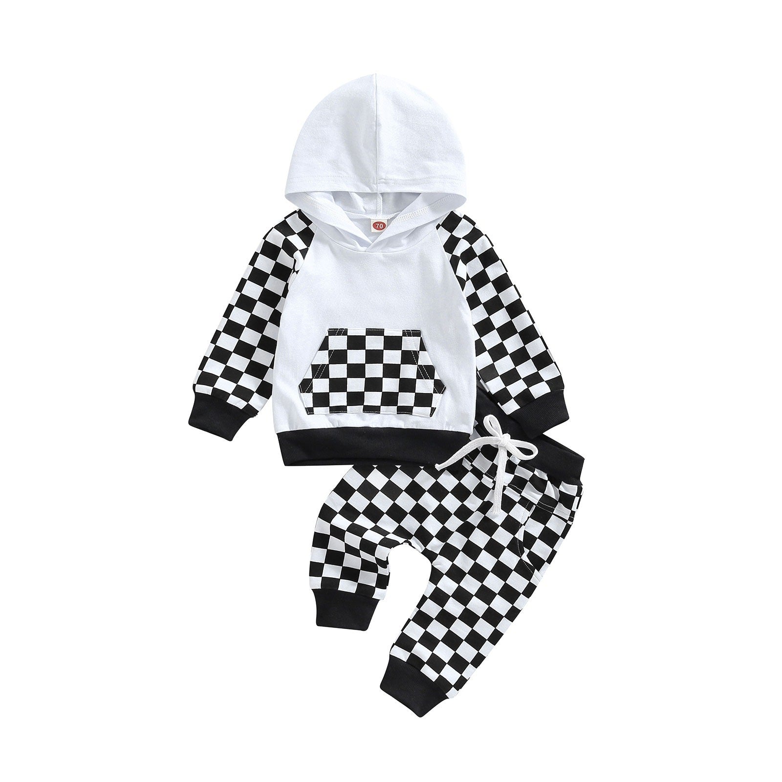 Casual Boys' Plaid Patchwork Hoodie Trousers Suit - Cindi Book