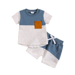 Color-block Crew Neck Short Sleeve Suit - Cindi Book