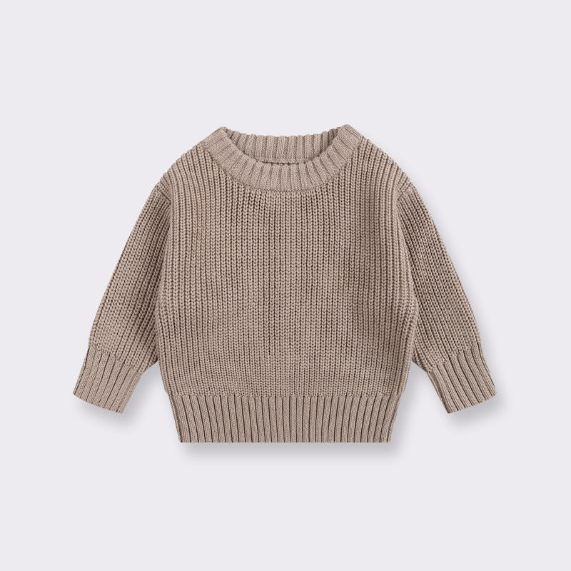 Simple Solid Color Girls' Round Neck Base Knitwear - Cindi Book