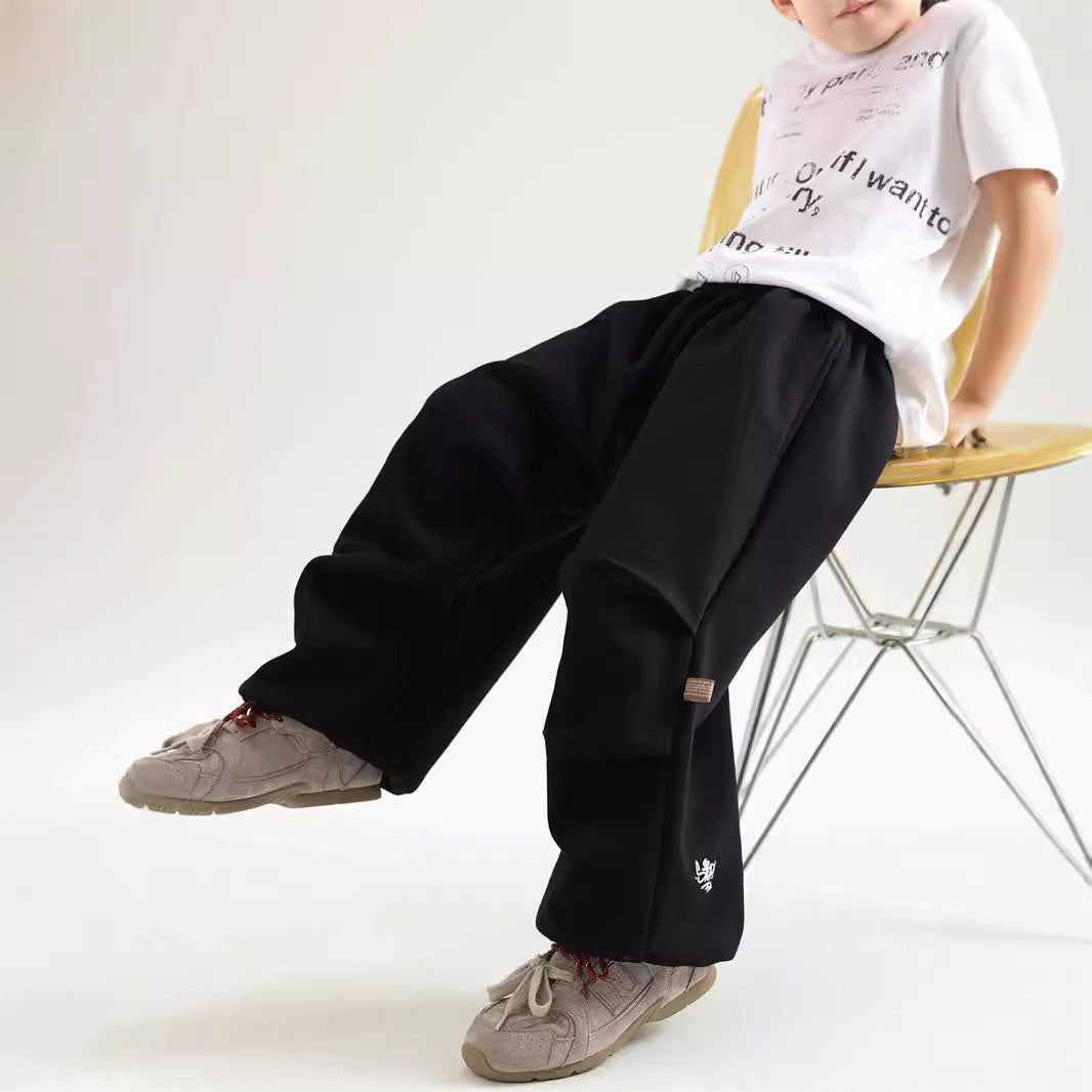 Autumn And Winter Children's Clothing Fleece-lined Casual All-match Loose Knitted Trousers - Cindi Book