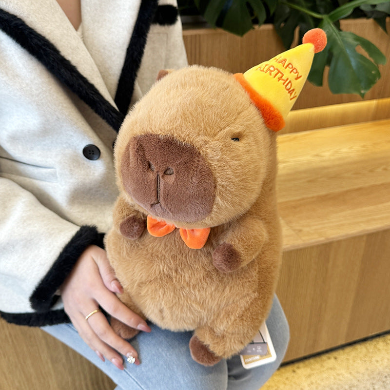 Birthday Hat Capabala Cute Capybara Plush Toy - Cindi Book
