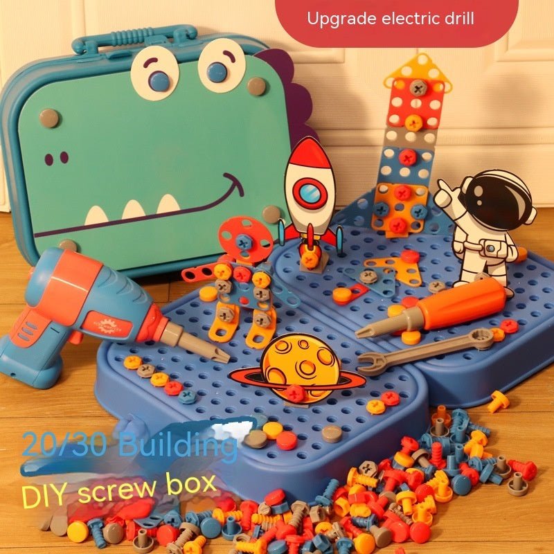 Electric Screw Screwdriver Toolbox Children's Toy Educational Detachable Assembly Screwdriver Electric Drill Set - Cindi Book