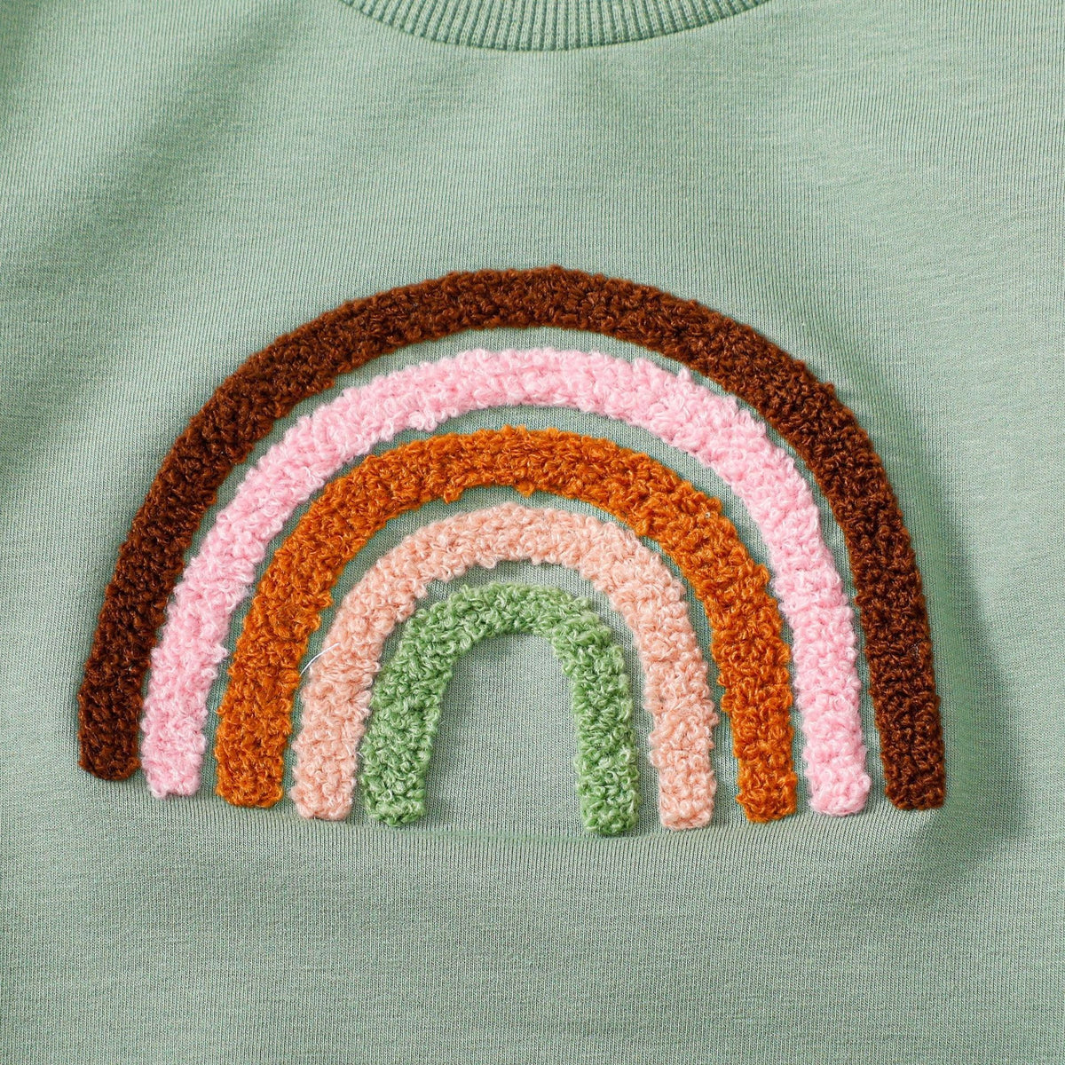 Children's Four-color Towel Embroidery Rainbow Long-sleeved Shirt Fake Drawstring Trousers Two-piece Set - Cindi Book