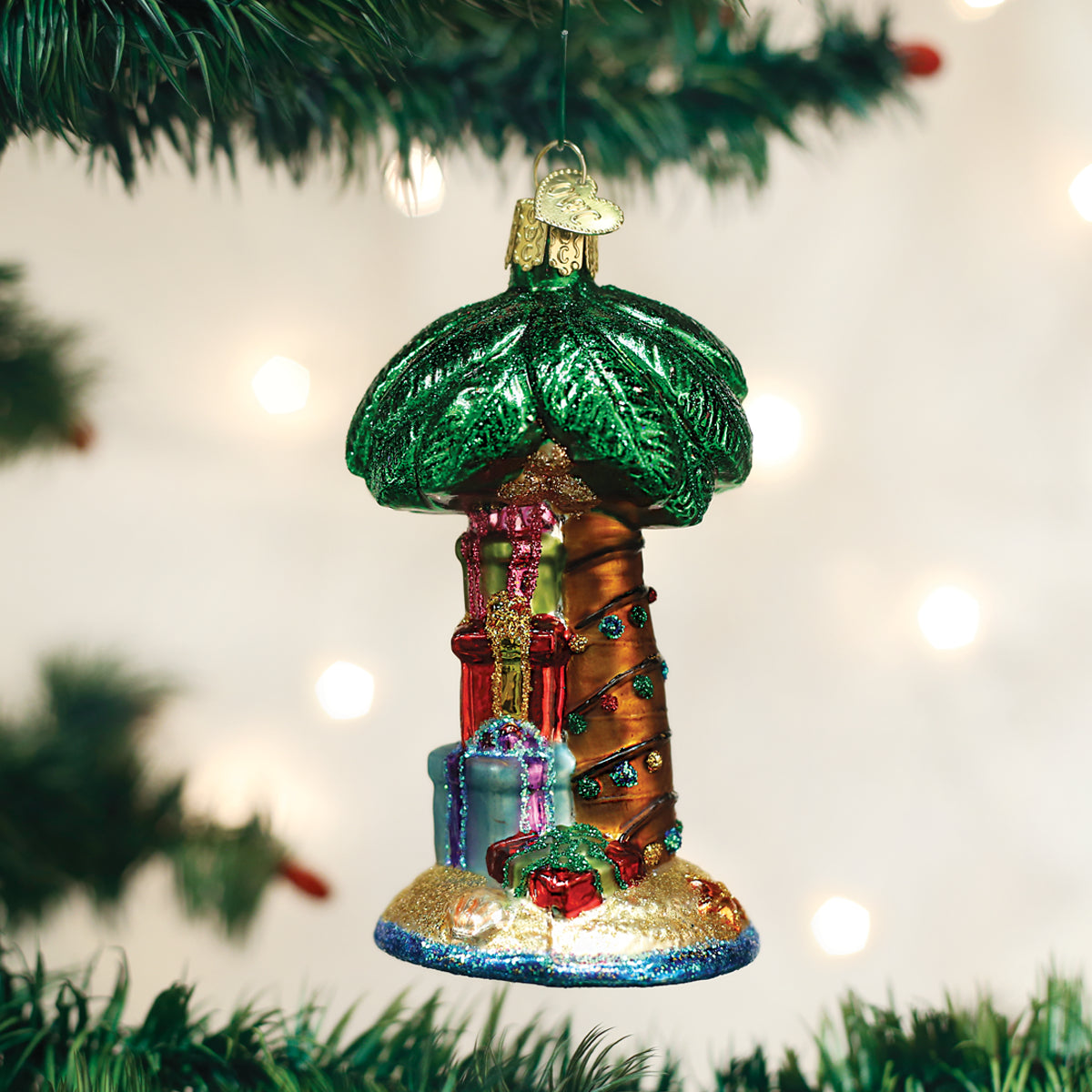 Old World Christmas Christmas Palm Tree - hand-blown glass Christmas tree ornament