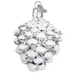 Old World Christmas Snow-capped Silver Snowy Cone Ornament - hand-blown glass Christmas tree ornament (view 3)