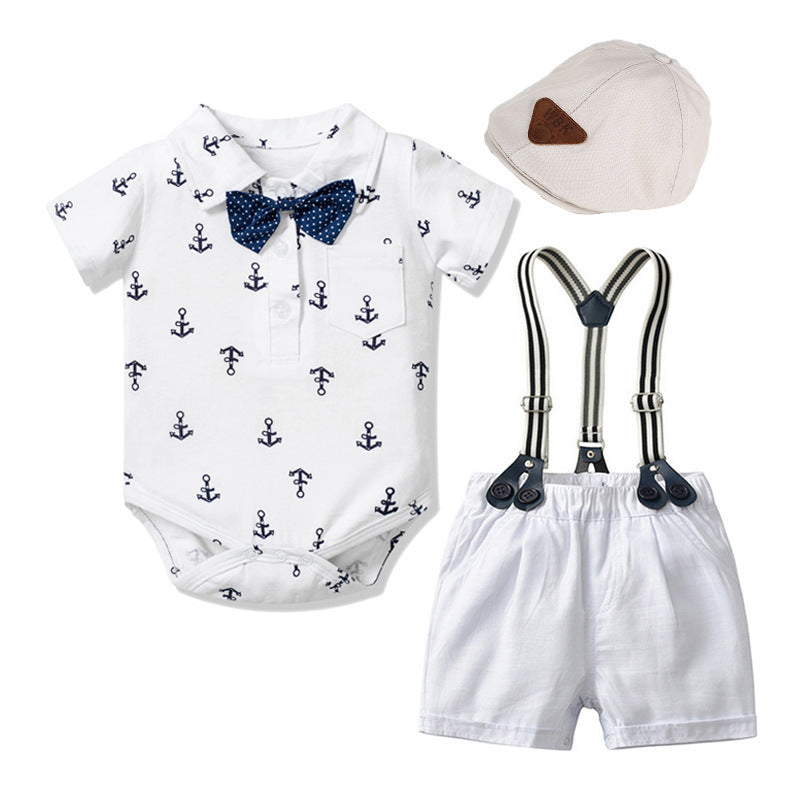 Baby Boy Gentleman Outfit Printed Triangle Romper