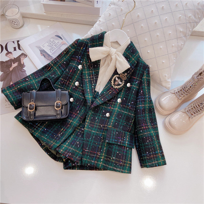 Girls' Classic Style Children's Preppy Style Two-piece Suit - Cindi Book