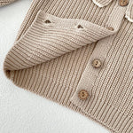 Baby Girl Ruffled Bow Tie Knitted Coat Small Cardigan Sweater - Cindi Book